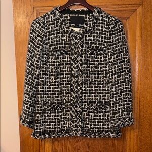 J.Crew Black and White Tweed Blazer; sz 6; style 55823